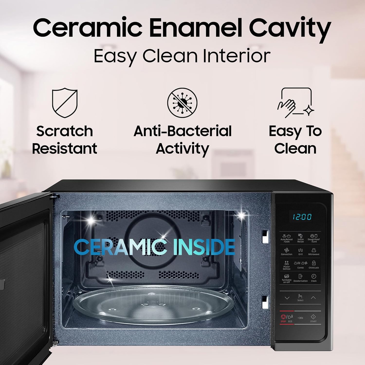 Samsung 28L, Convection Microwave Oven with Curd Making(MC28A5013AK/TL, Black, Ceramic Enamel Cavity with 10 Year Warranty) - Image 3
