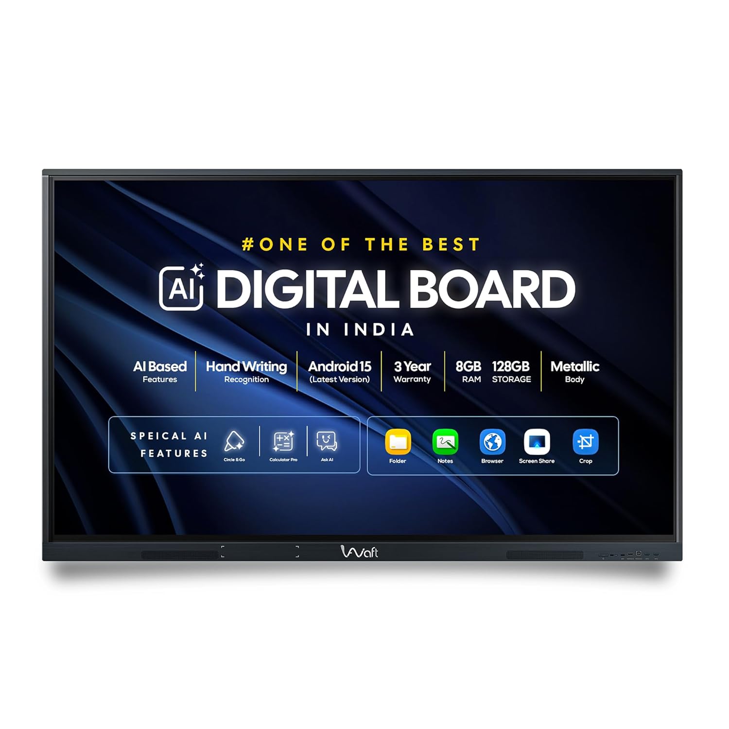 AIWaft Turbo AI 75 Inch 4K UHD Interactive Flat Panel | Android 14 | 8GB RAM 128GB Storage | 40-Point Multi-Touch Smart Board | Digital Teaching Display for Classroom & Coaching | HDMI USB Speakers - Image 9