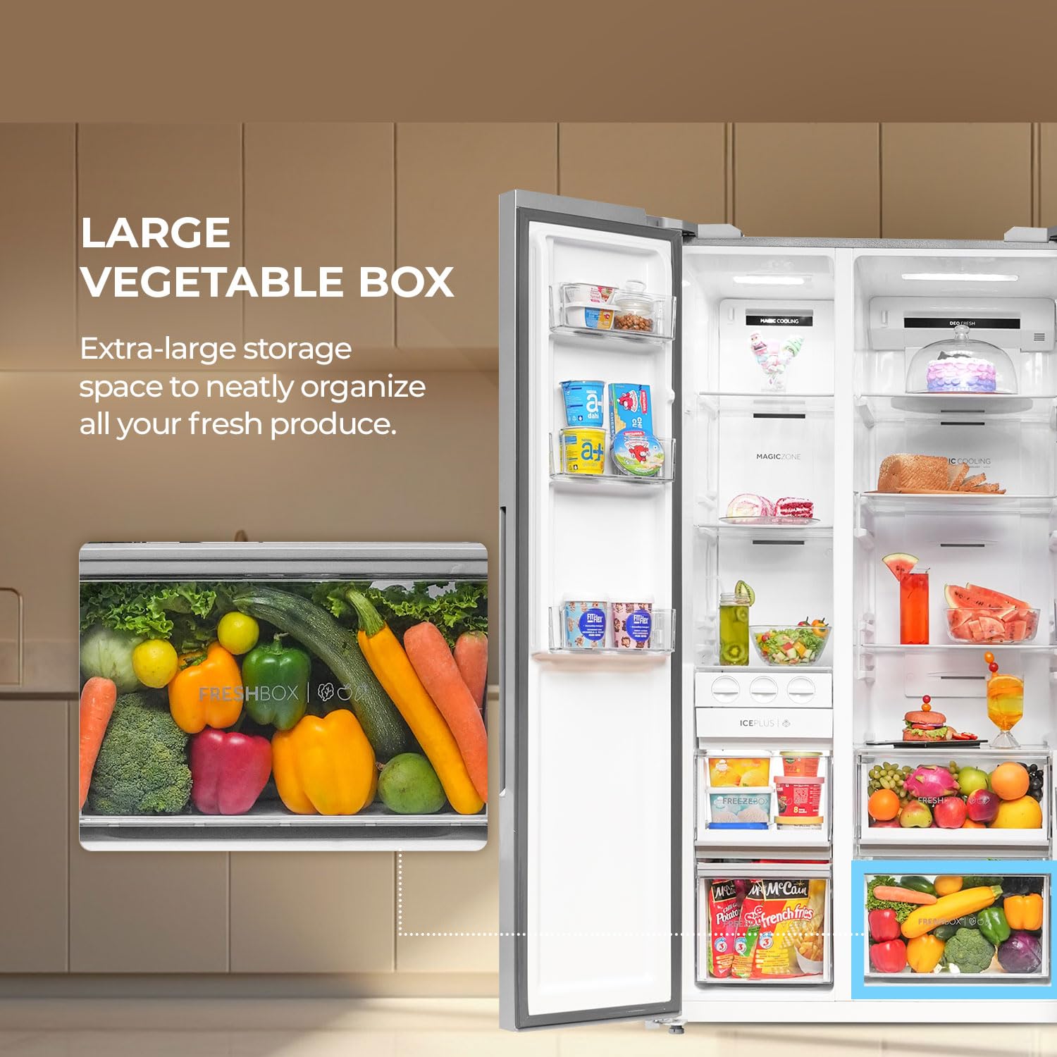 Haier 596 L 3 Star Frost Free Expert Inverter 2-Door Side by Side Refrigerator (HES-690SS, Shiny Silver, Magic Convertible, Deo Fresh Technology, 2026 Model) - Image 6