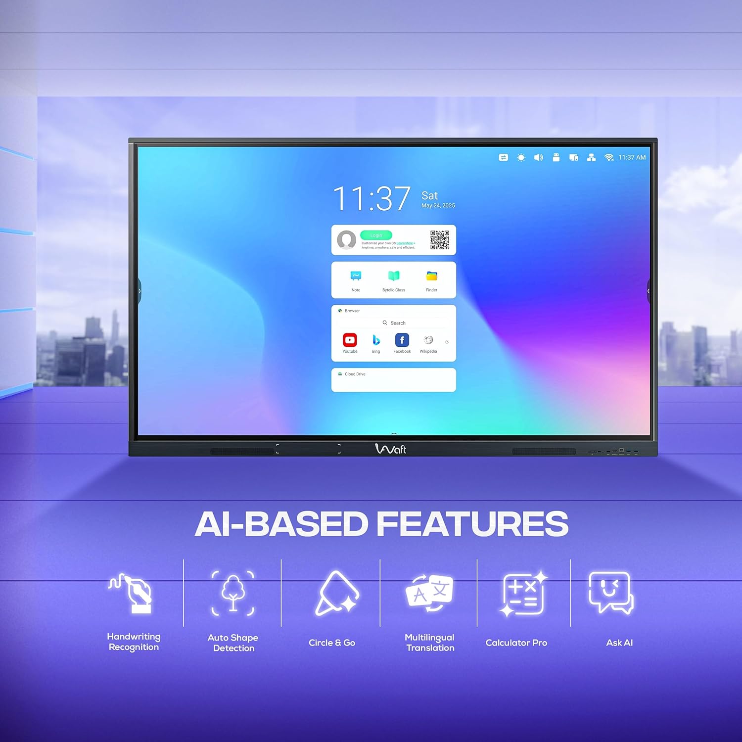 AIWaft Turbo AI 75 Inch 4K UHD Interactive Flat Panel | Android 14 | 8GB RAM 128GB Storage | 40-Point Multi-Touch Smart Board | Digital Teaching Display for Classroom & Coaching | HDMI USB Speakers - Image 7