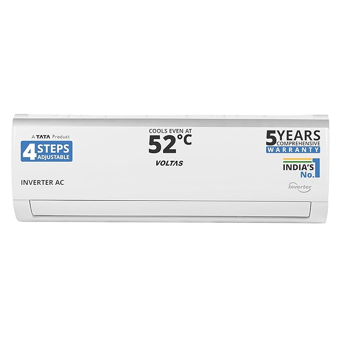 Voltas 243V Vectra Elite 2 ton 3 star inverter Split AC|4-IN-1 Adjustable mode|Energy Efficient|High ambient Cooling-cools even at 52°C|Anti dust filter with Anti-microbial coating|Copper Coil| White
