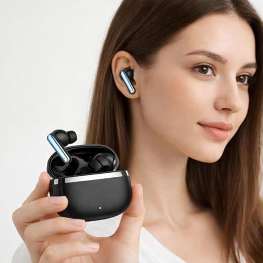 Wireless Ear Buds X550 for OnePlus Nord 3 5G 256GB Earphones Cinematic Spatial Audio, 20hrs Playtime, Bluetoot Headphones mic Type C Fast Charging –C-Black - Image 4