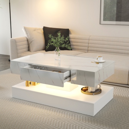 6.93IN High LED Coffee Table,Modern Coffee Table For Living Room,Living Room Tables,Large Living Room Furniture,LED Lights - Image 9